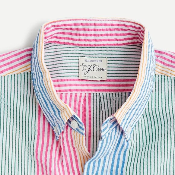 J Crew Slim Seersucker Shirt in Awning Stripe Multi Color (Medium) New with Tag - Picture 5 of 11